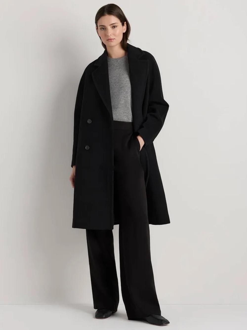 QUINCE women’s Wool Cashmere Double-Breasted Slouch Coat
